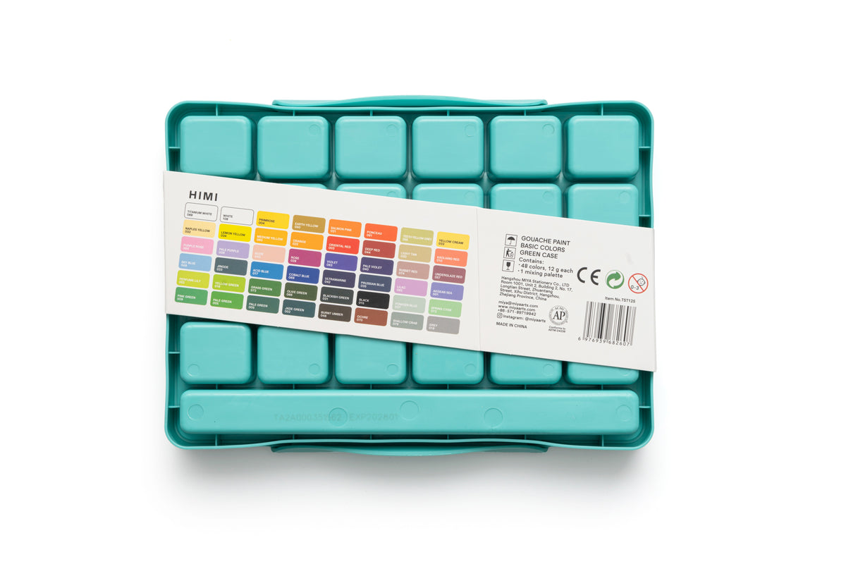 HIMI Twin Cup Jelly Gouache Paint Set 48 x 12g - Green Case