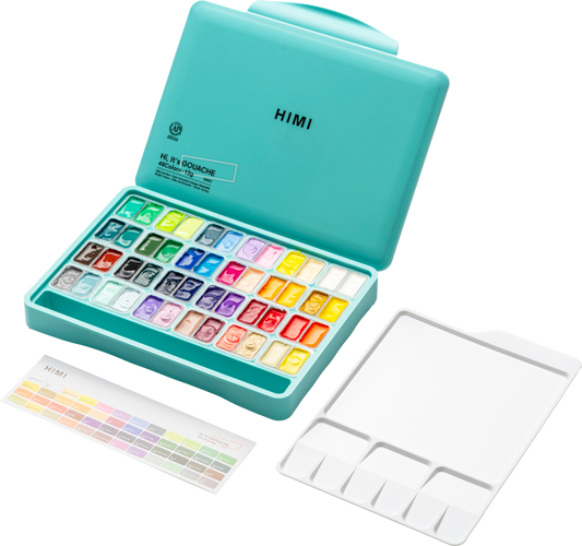 HIMI Twin Cup Jelly Gouache Paint Set 48 x 12g - Green Case