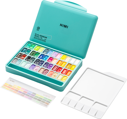 HIMI Twin Cup Jelly Gouache Paint Set 48 x 12g - Green Case