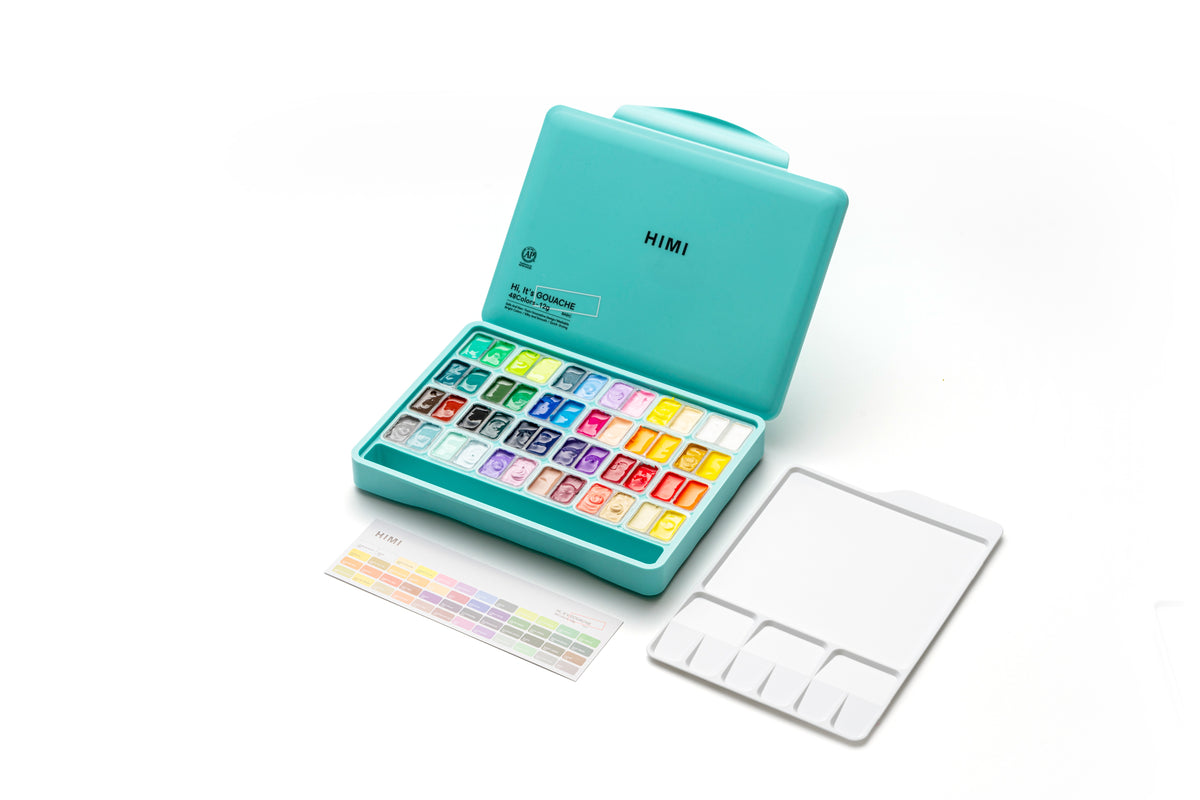 HIMI Twin Cup Jelly Gouache Paint Set 48 x 12g - Green Case