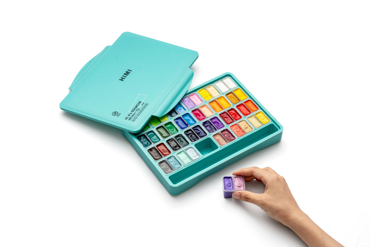 HIMI Twin Cup Jelly Gouache Paint Set 48 x 12g - Green Case