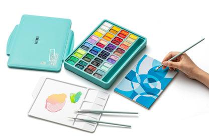 HIMI Twin Cup Jelly Gouache Paint Set 48 x 12g - Green Case