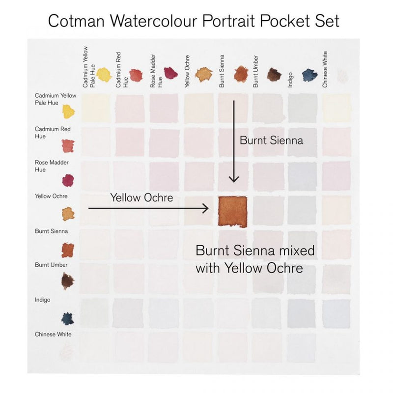 Winsor Newton COTMAN WC Pocket Set 8 Half Pans - Portrait