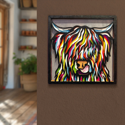 Splat Planet Wooden Art Craft Kit 25 x 25cm - Highland Cow