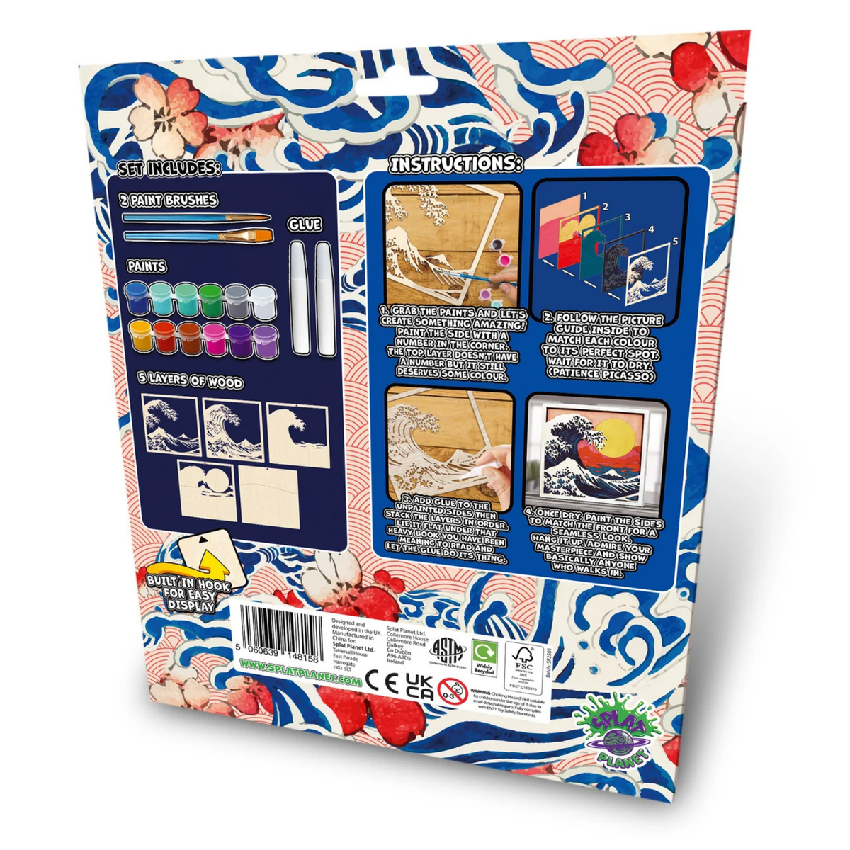 Splat Planet Wooden Art Craft Kit 25 x 25cm - Great Wave