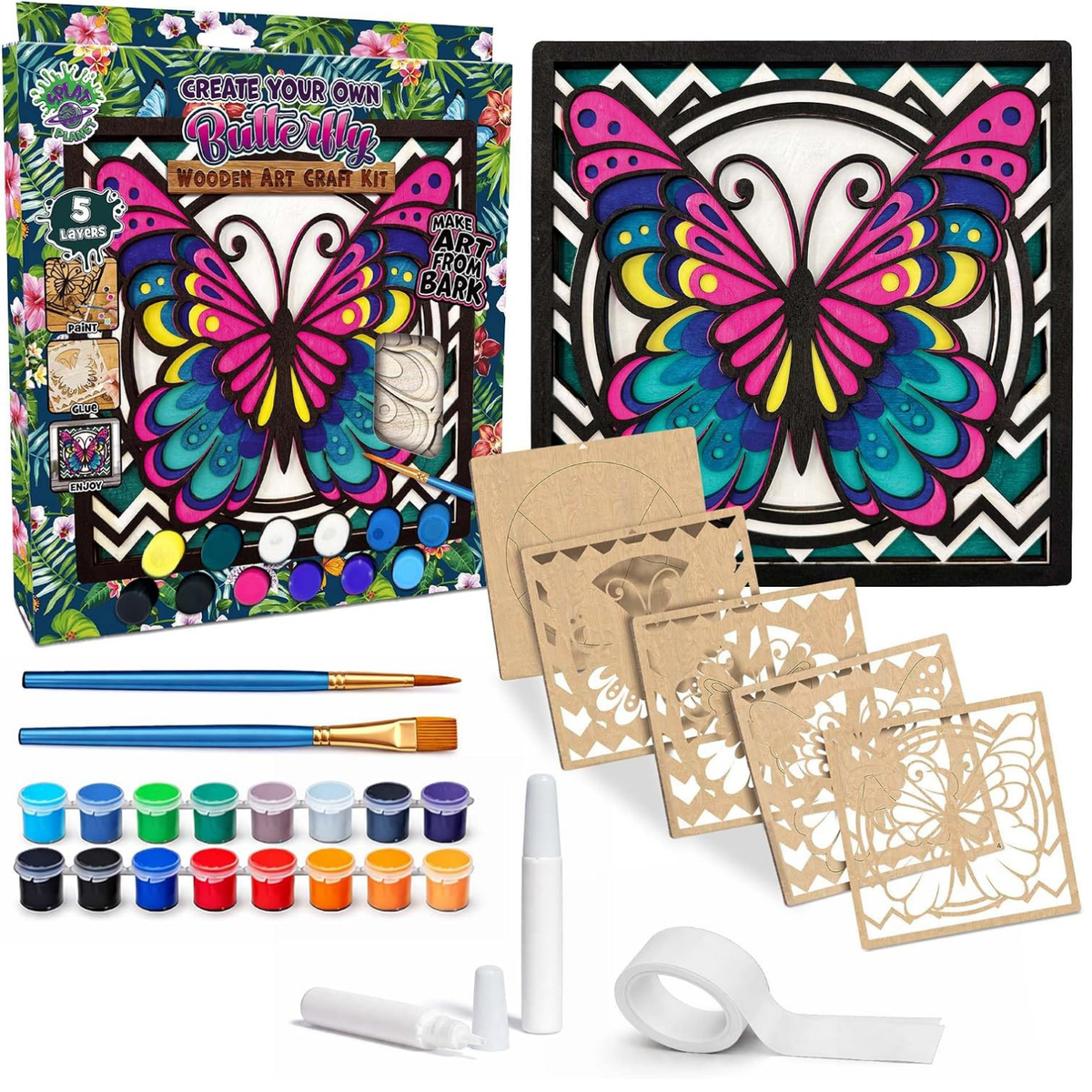 Splat Planet Wooden Art Craft Kit 25 x 25cm - Butterfly