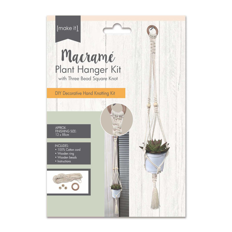 Birch Macrame Plant Hanger Kit - Three Bead Square Knot