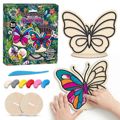 Splat Planet Kids Air Dry Clay Colouring Kit 22cm - Butterfly