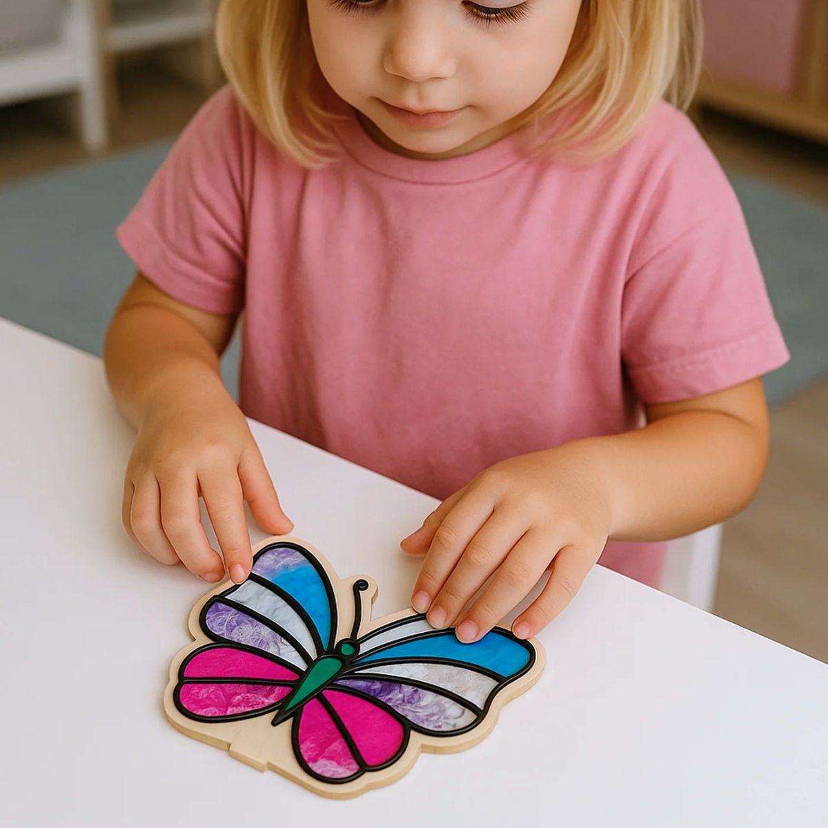Splat Planet Kids Air Dry Clay Colouring Kit 22cm - Butterfly