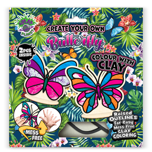 Splat Planet Kids Air Dry Clay Colouring Kit 22cm - Butterfly image 1