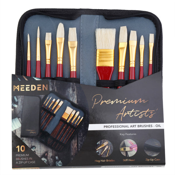 Meeden Oil Paint Premium Brush Set of 10 in Carry Case