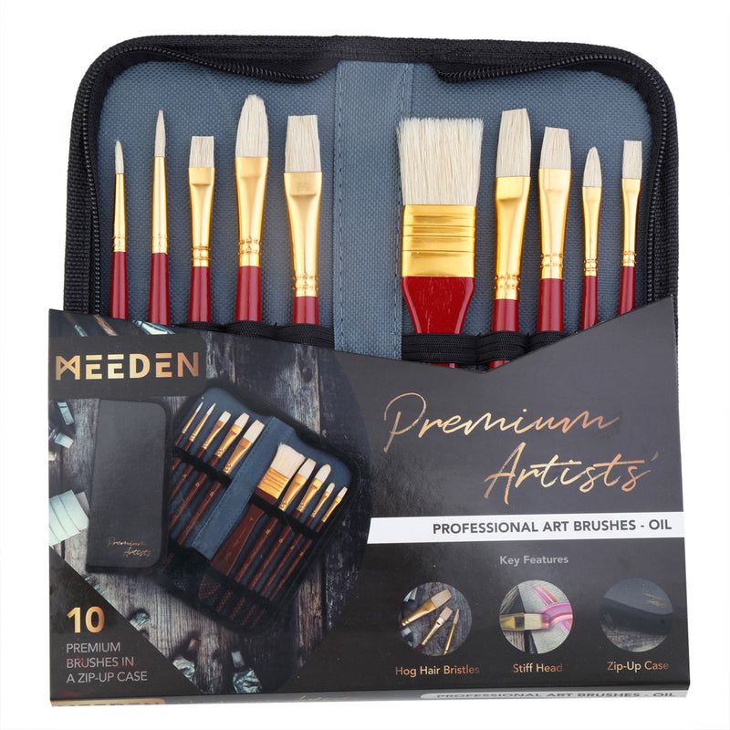 Meeden Oil Paint Brush Set of 10 in Carry Case