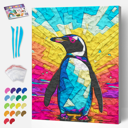Splat Planet Adult Air Dry Clay by Numbers Kit 30 x 40cm (12 x 16 Inch) - Penguin