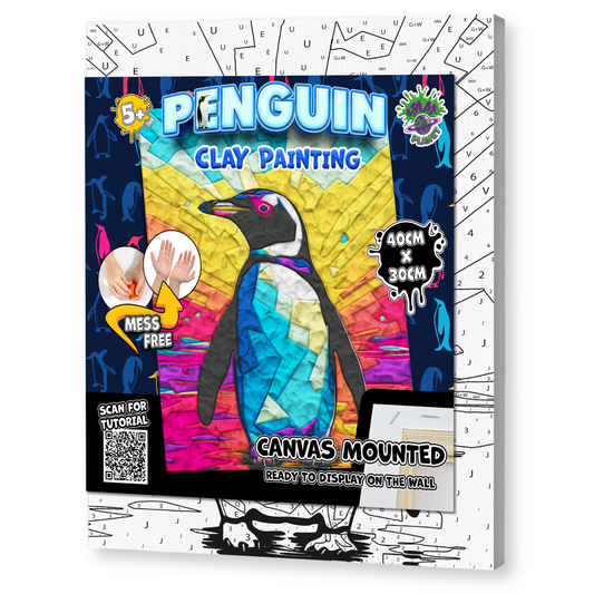 Splat Planet Adult Air Dry Clay by Numbers Kit 30 x 40cm (12 x 16 Inch) - Penguin image 1