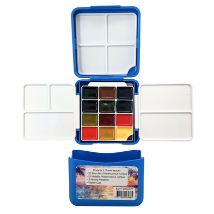 Byron Watercolour Pocket Travel Set 28pc - 24 Half Pans with Water Cup