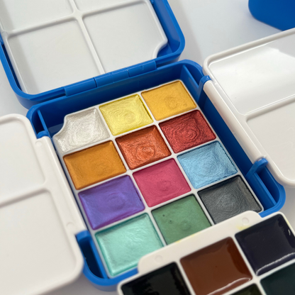 Byron Watercolour Pocket Travel Set 28pc - 24 Half Pans with Water Cup