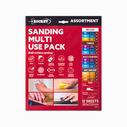 Rocket Assorted Multi-Use Sanding Sheets 12pc Default Title