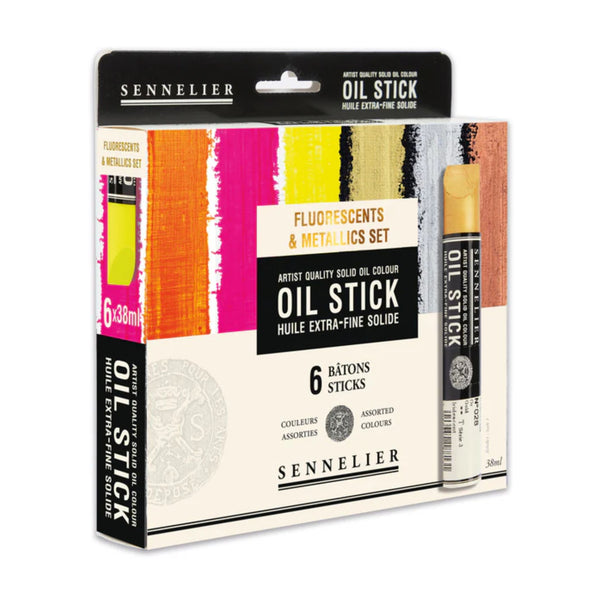 Sennelier Artist Oil Stick Set of 6 - Fluoro + Metallic