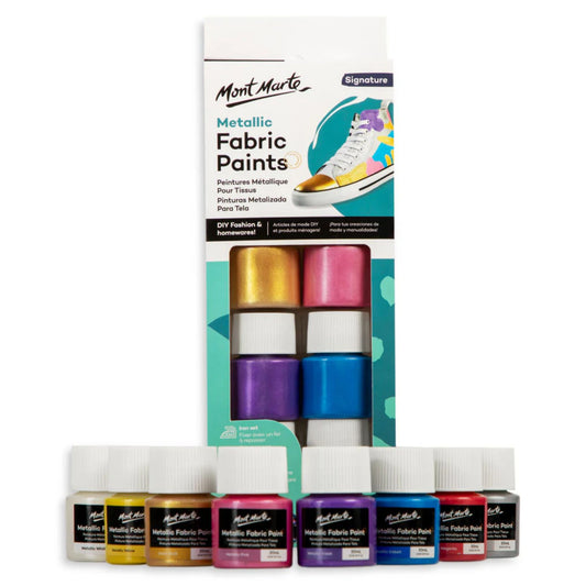 Mont Marte Metallic Fabric Paint Set 8pc x 20ml Default Title