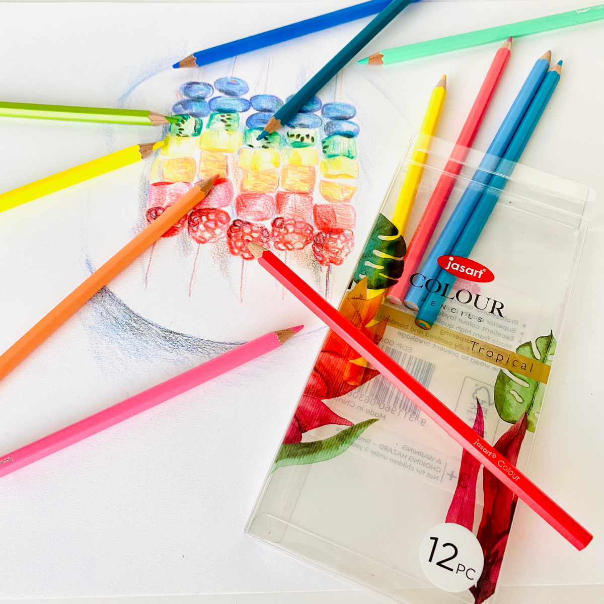 Jasart Coloured Pencil Trend Set of 12 - Tropical (FSC 100%)