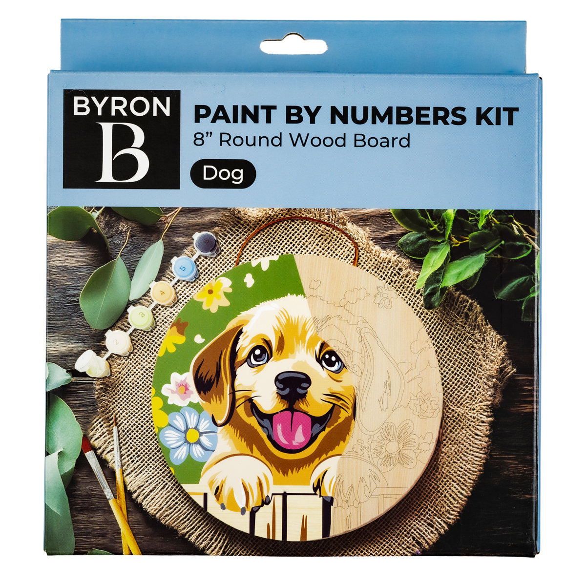 Byron Paint By Numbers 8 Inch Round Wood - Dog