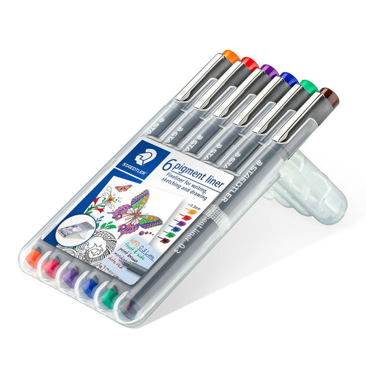 Staedtler Pigment Liner 0.3mm 6 pc wallet - Dark Colours Default Title