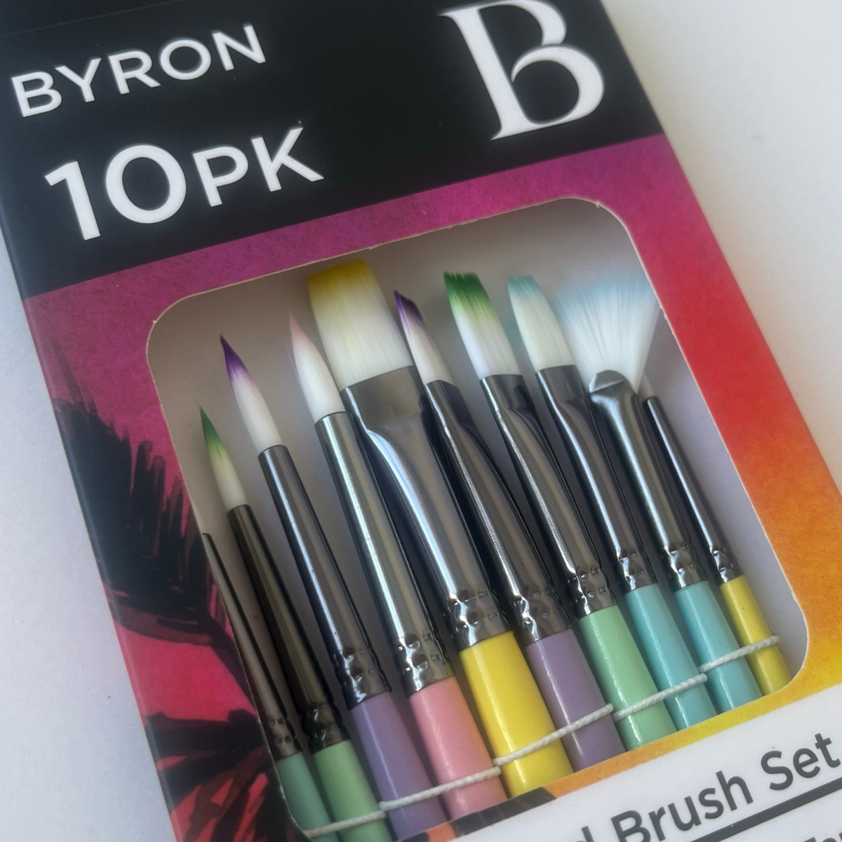 Byron Pastel Paint Brush Set 10pc - FSC 100% Wood Handles