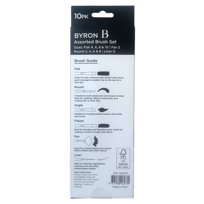 Byron Pastel Paint Brush Set 10pc - FSC 100% Wood Handles