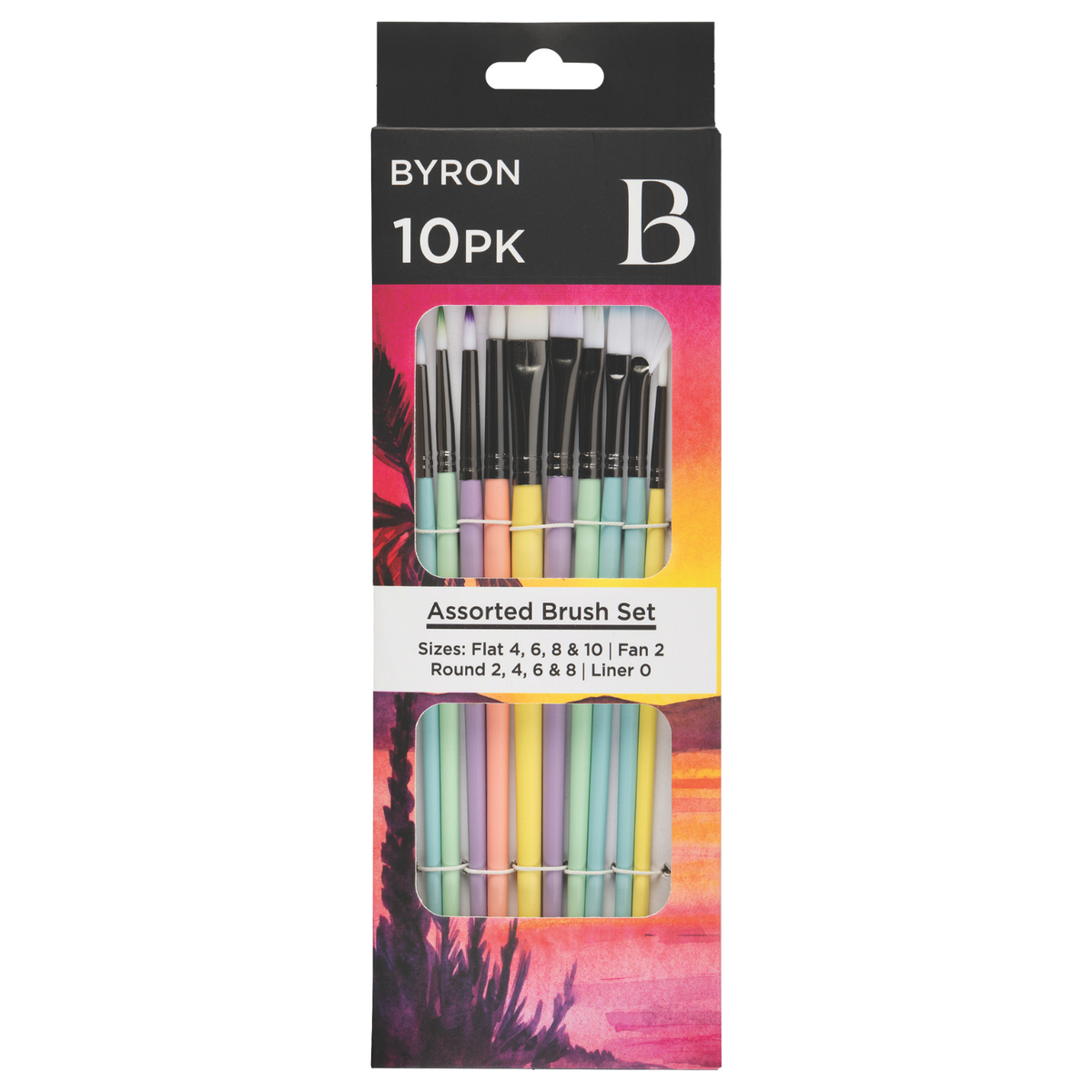 Byron Pastel Paint Brush Set 10pc - FSC 100% Wood Handles