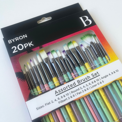 Byron Pastel Paint Brush Set 20pc - FSC 100% Wood Handles