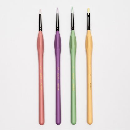 Byron Pastel Detail Brush Set 4pc - Signature: Round 2/0, 3/0, 2 and Flat 0