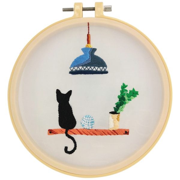 Make It Embroidery Kit 15cm Cat on the Shelf