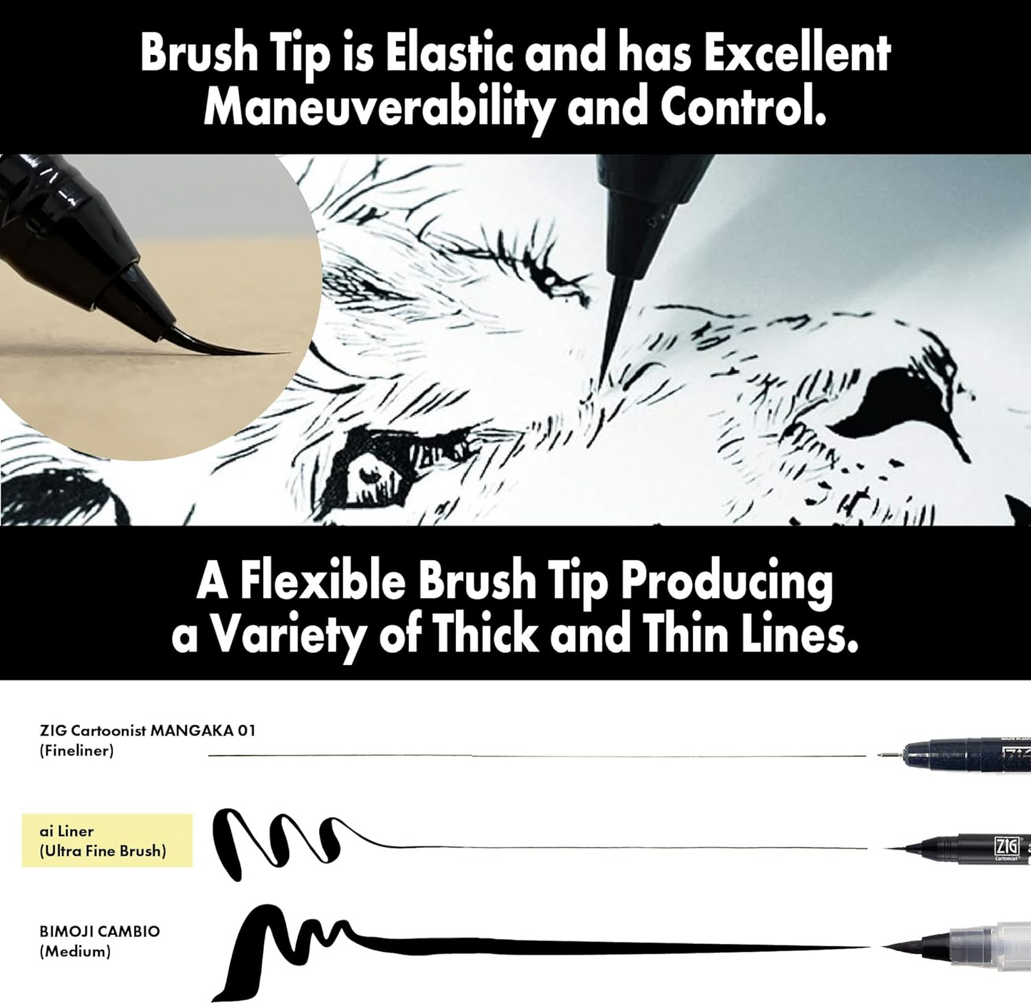 ZIG AI Liner Pen - Ultra Fine Brush Tip