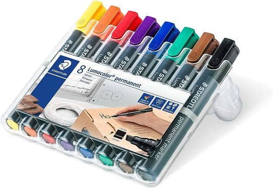 Staedtler Lumo Perm Marker Chisel Point – 8 pce Assort. Colours Default Title