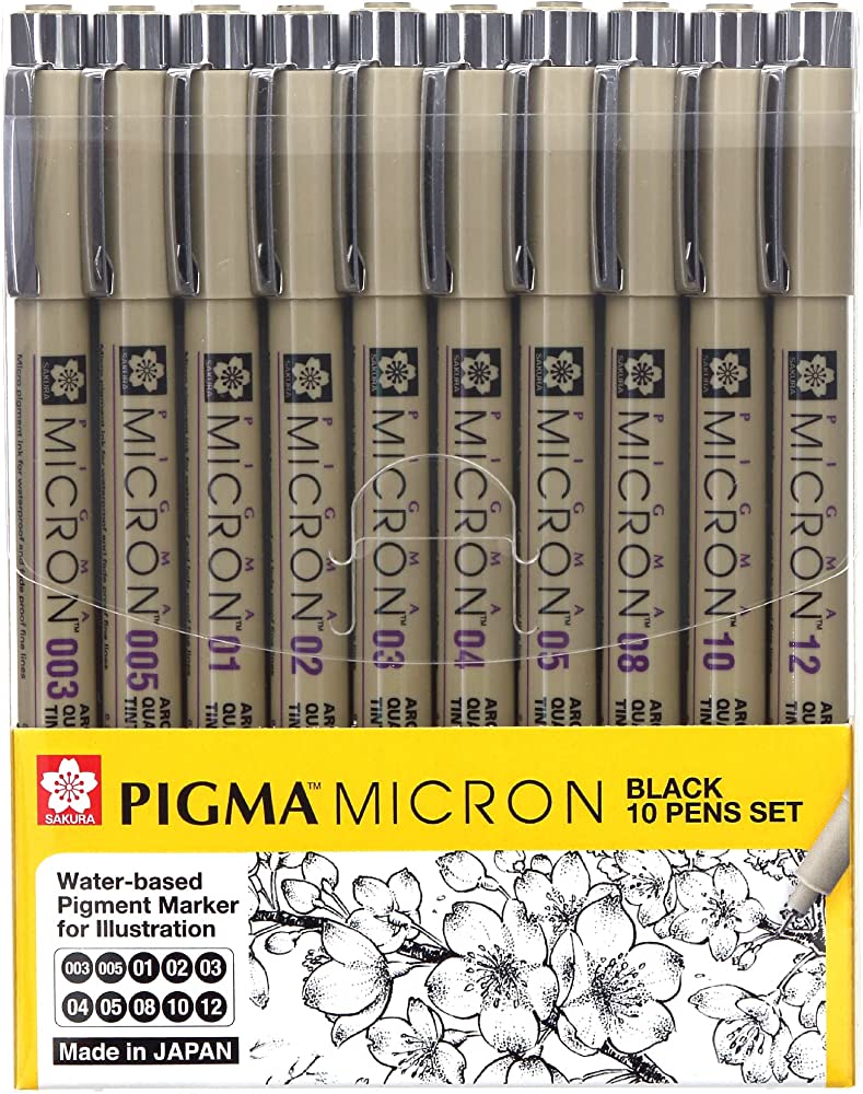 Sakura Pigma Micron Black Set 10pc