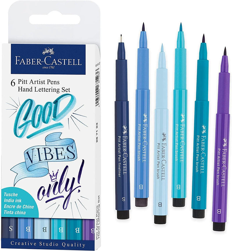 Faber-Castell Pitt Artist Pen Lettering - wallet of 6 Blue