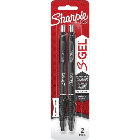 Sharpie S Gel 0.7mm Retractable Black Pen 2 pce Default Title