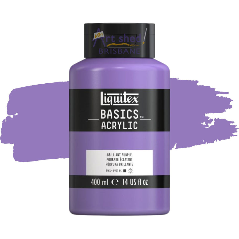 Photo of Liquitex Basics Acrylic Paint 400ml Brilliant Purple, sold by Art Shed Brisbane.