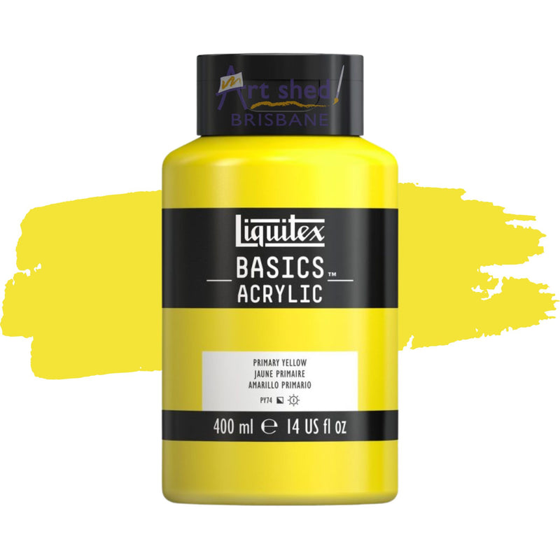 Photo of Liquitex Basics Acrylic Paint 400ml Primary Yellow, sold by Art Shed Brisbane.