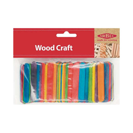 Arbee Mini Craft Stick 65x10mm Coloured Pkt 200 Default Title