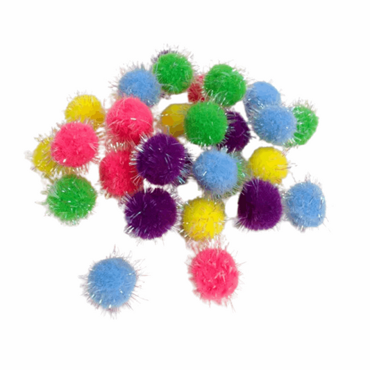 Arbee Pom Poms 12mm Glitter Bright Mix Pkt 30 Default Title
