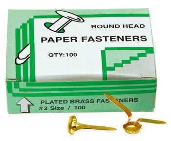 Paper Fasteners 11mm No.2 Pkt 100