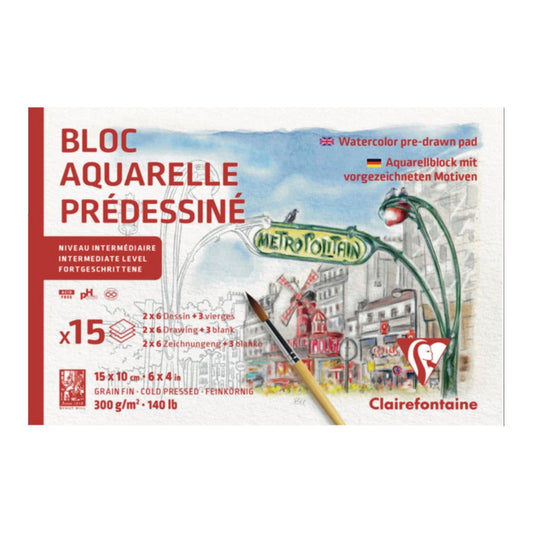 Clairefontaine Watercolour Learning Pad 10 x 15cm Cityscapes Default Title