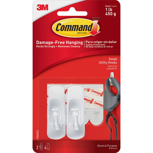 Command 3M 17002 Adhesive Hook Small White Pkt 2 Default Title