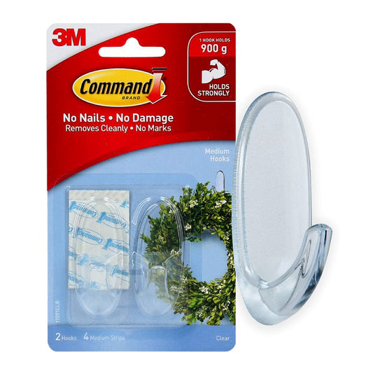 Command 3M 17091CLR Adhesive Hook Medium Clear Default Title