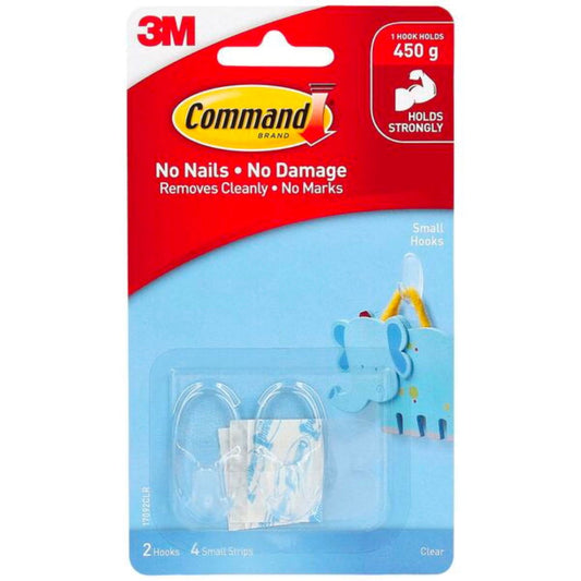 Command 3M 17092CLR Adhesive Hook Small Clear Pkt 2 Default Title