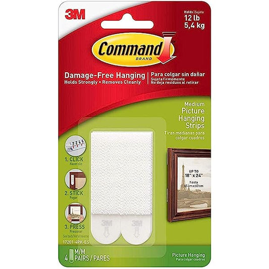 Command 3M 17201-4PK-ANZ Picture Hanging Strip Med Default Title