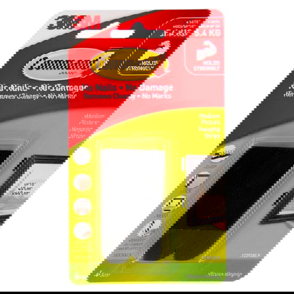 Command 3M 17201BLK Picture Hanging Strips Med Black Default Title
