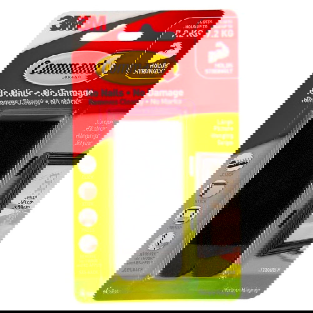 Command 3M 17206BLK Picture Hanging Strips Lge Black Default Title
