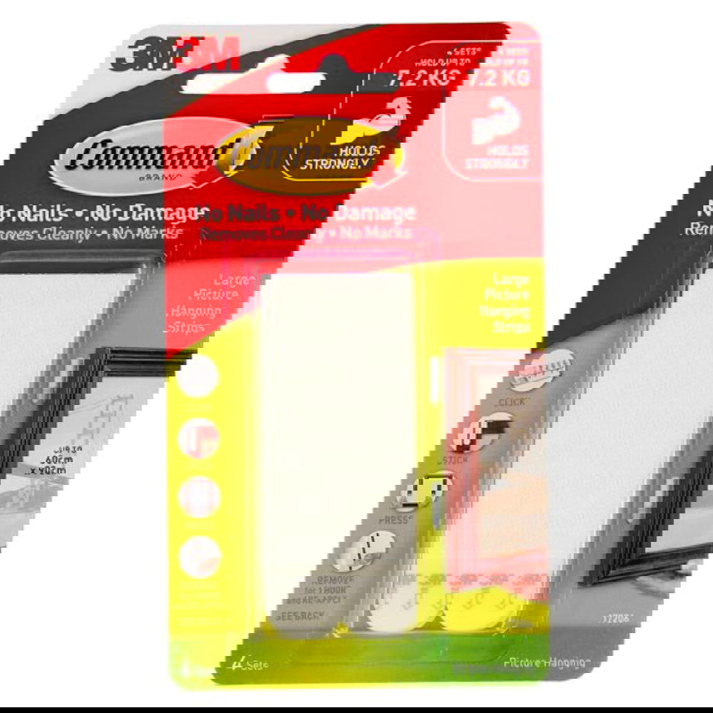 Command 3M 17206 Picture Hanging Strips Lge White Default Title